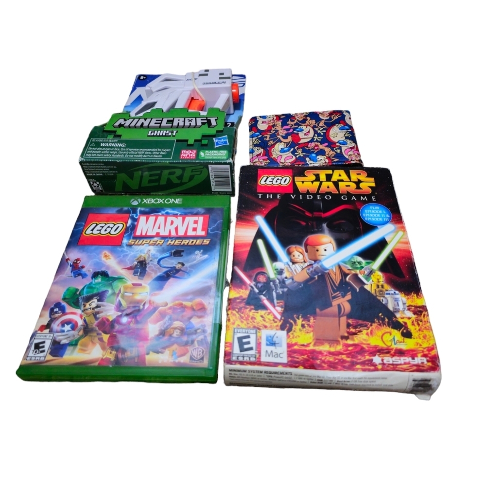 Lego Marvel Xbox one Lego Star wars PC Ren & Stimpy wallet Minecraft Nerf Gun